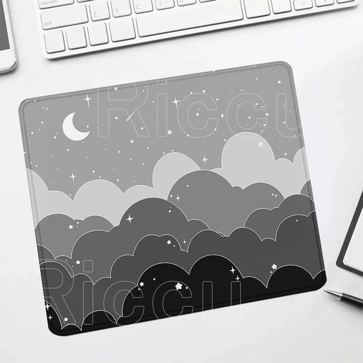Pc Gaming White - black and white Clouds moon small