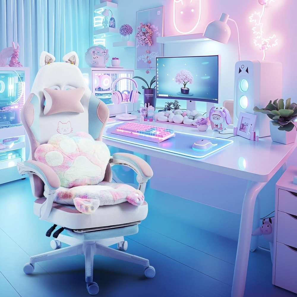 Gaming Chair Cute with Cat Ear - Gaming Chair Lumbar Pillow incelemesi ve fiyatı