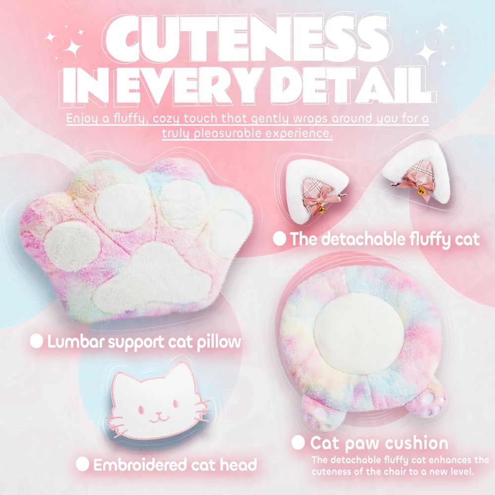 Gaming Chair Cute with Cat Ear - Gaming Chair Lumbar Pillow incelemesi ve fiyatı