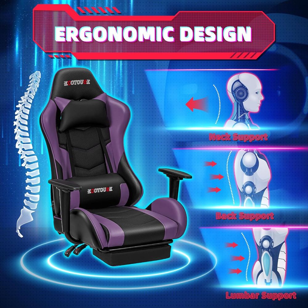 Racing-Style Gaming Chair with - Gaming Chair Lumbar Pillow incelemesi ve fiyatı
